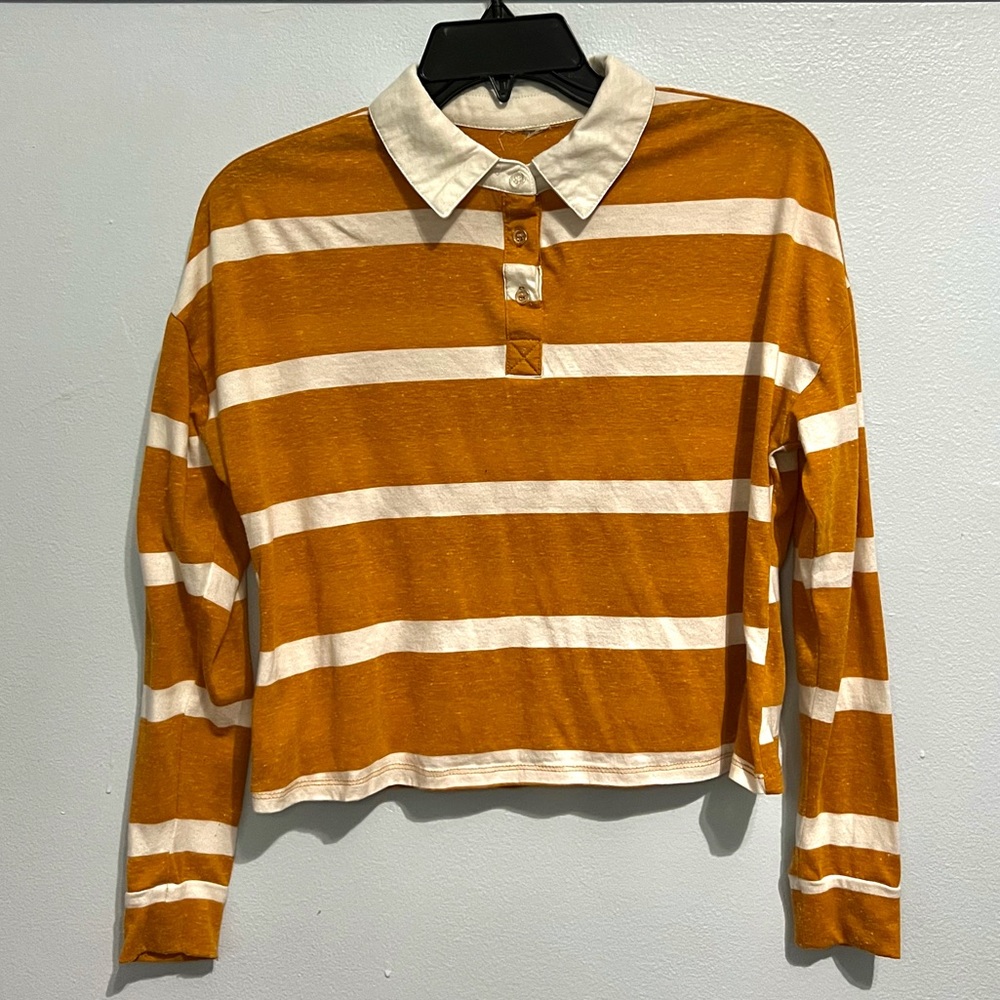 Orange collard crop top